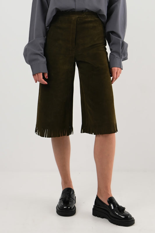 YSL Rive Gauche – Bermuda en daim à franges