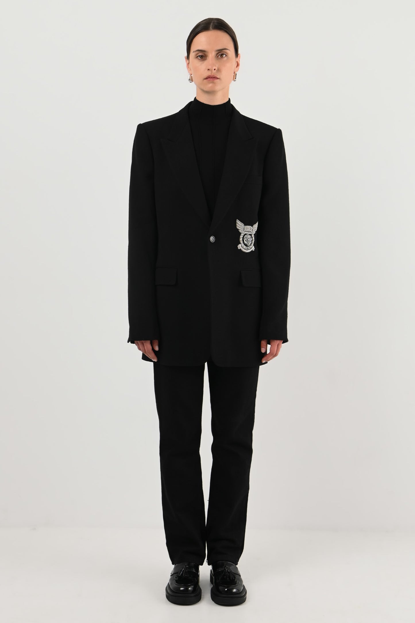 Balmain – Blazer noir à écusson