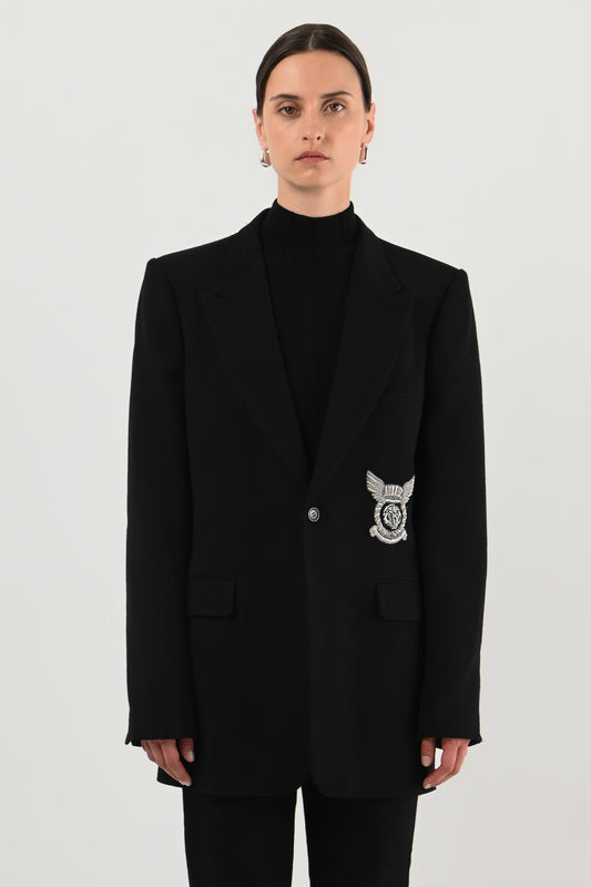 Balmain – Blazer noir à écusson