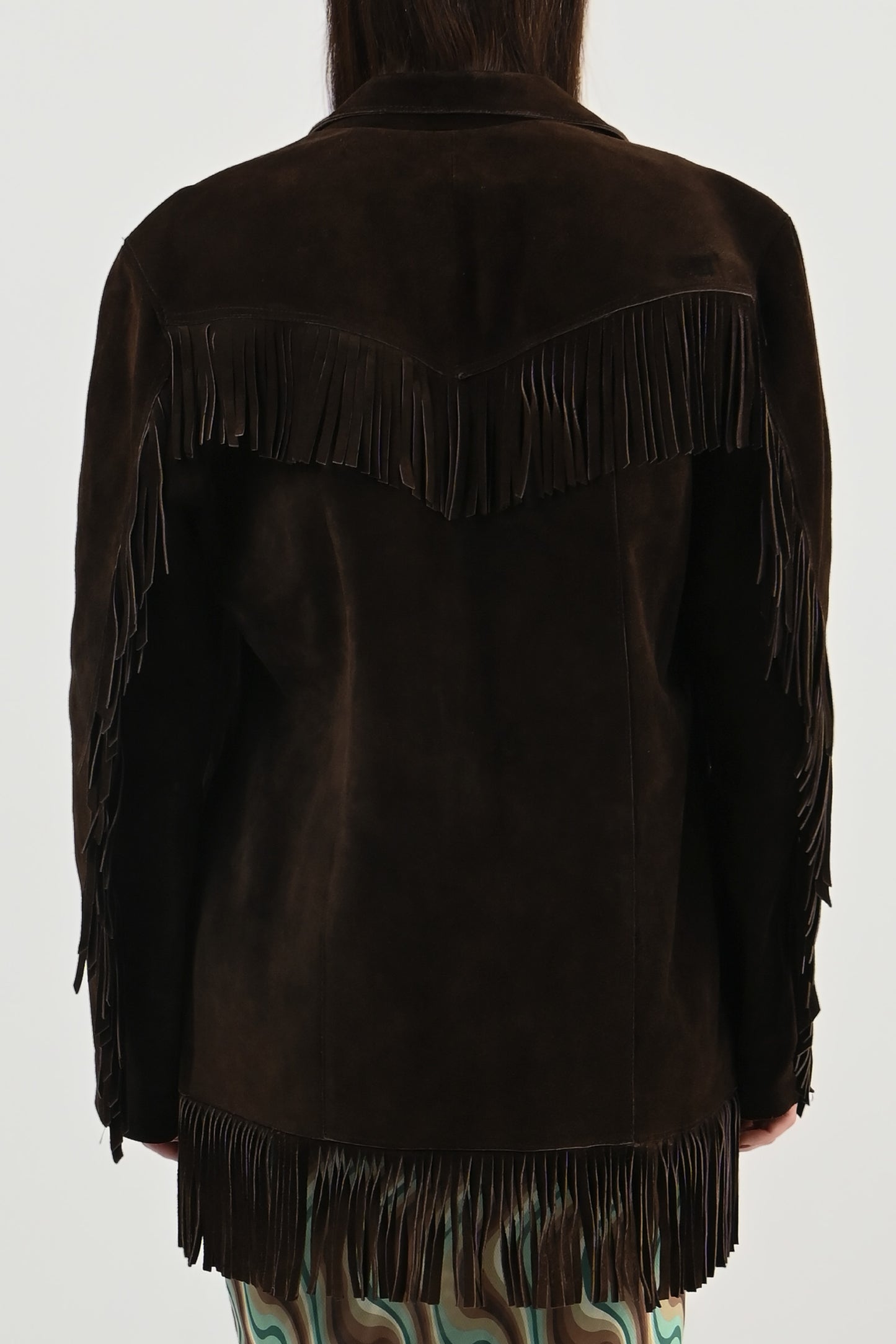 Vintage - Veste en daim marron à franges