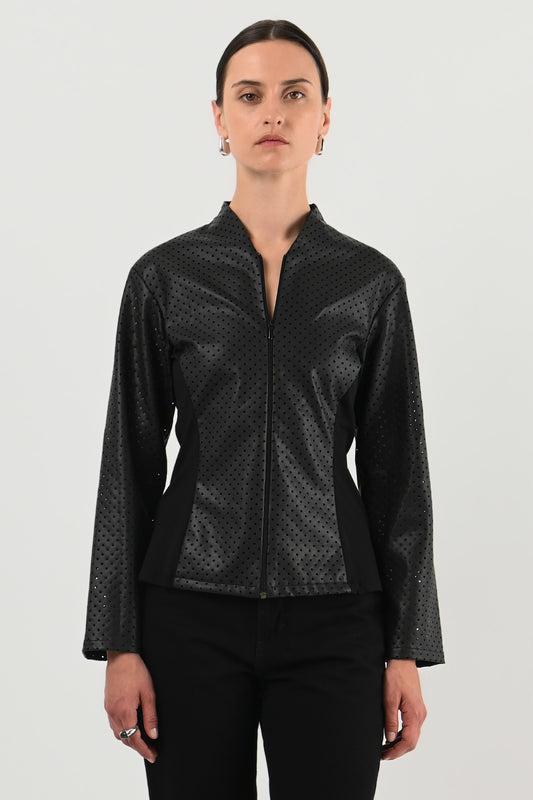 Anne Fontaine – Veste en cuir synthétique perforé