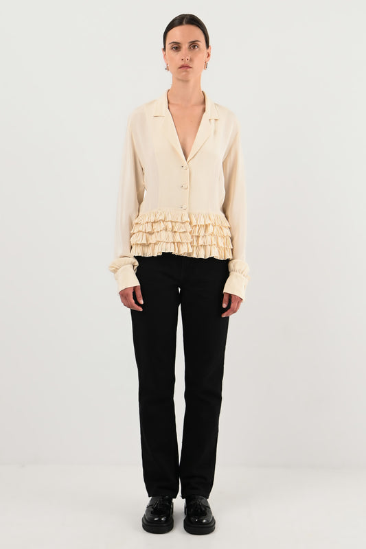 Pancaldi & B – Chemise en soie ivoire