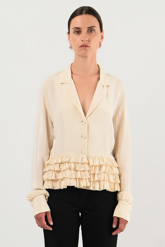 Pancaldi & B – Chemise en soie ivoire