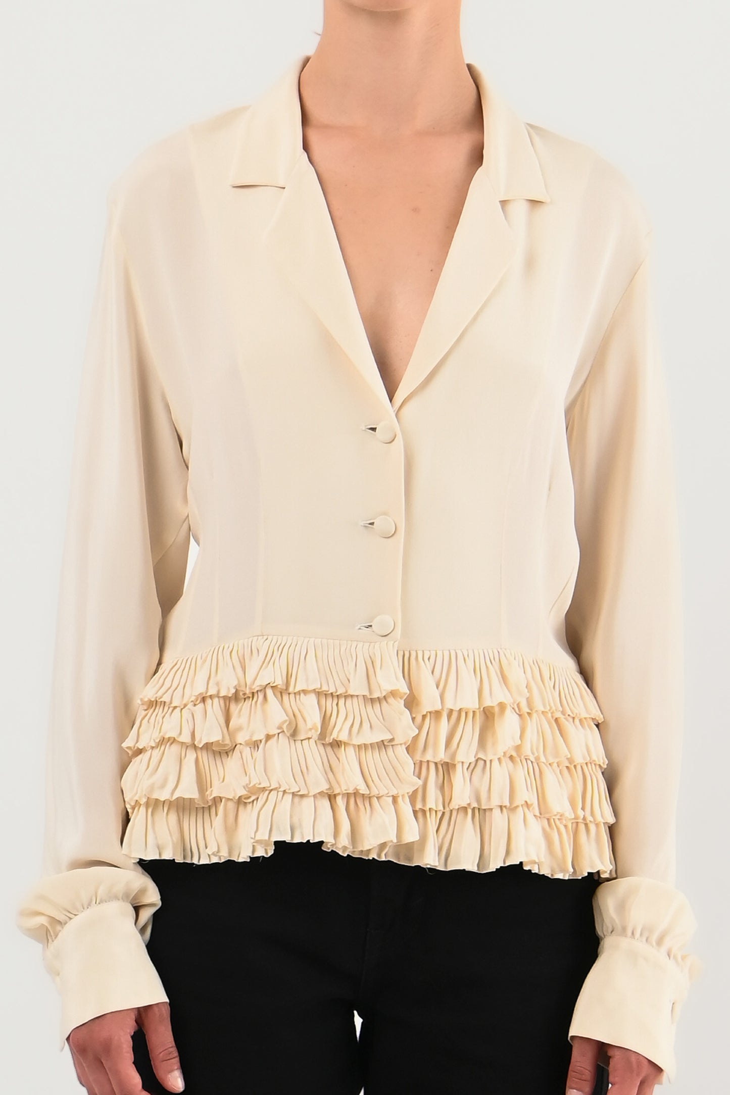 Pancaldi & B – Chemise en soie ivoire