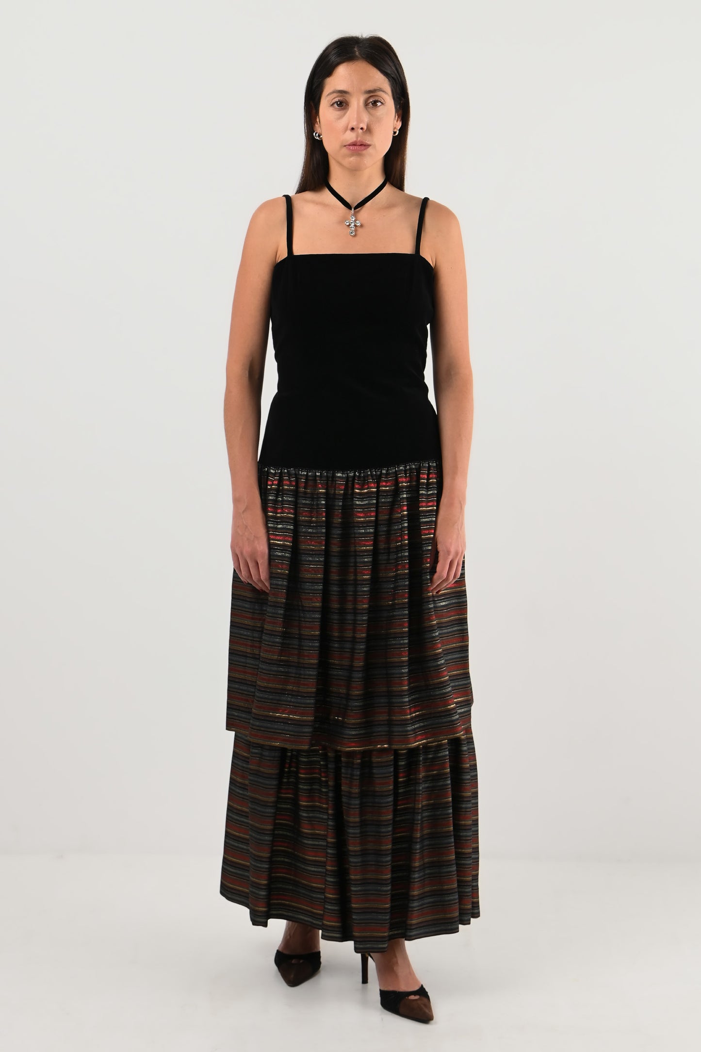 Lanvin – Robe velours & rayures métalliques