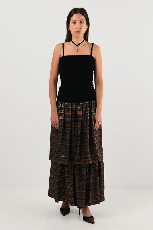 Lanvin – Robe velours & rayures métalliques