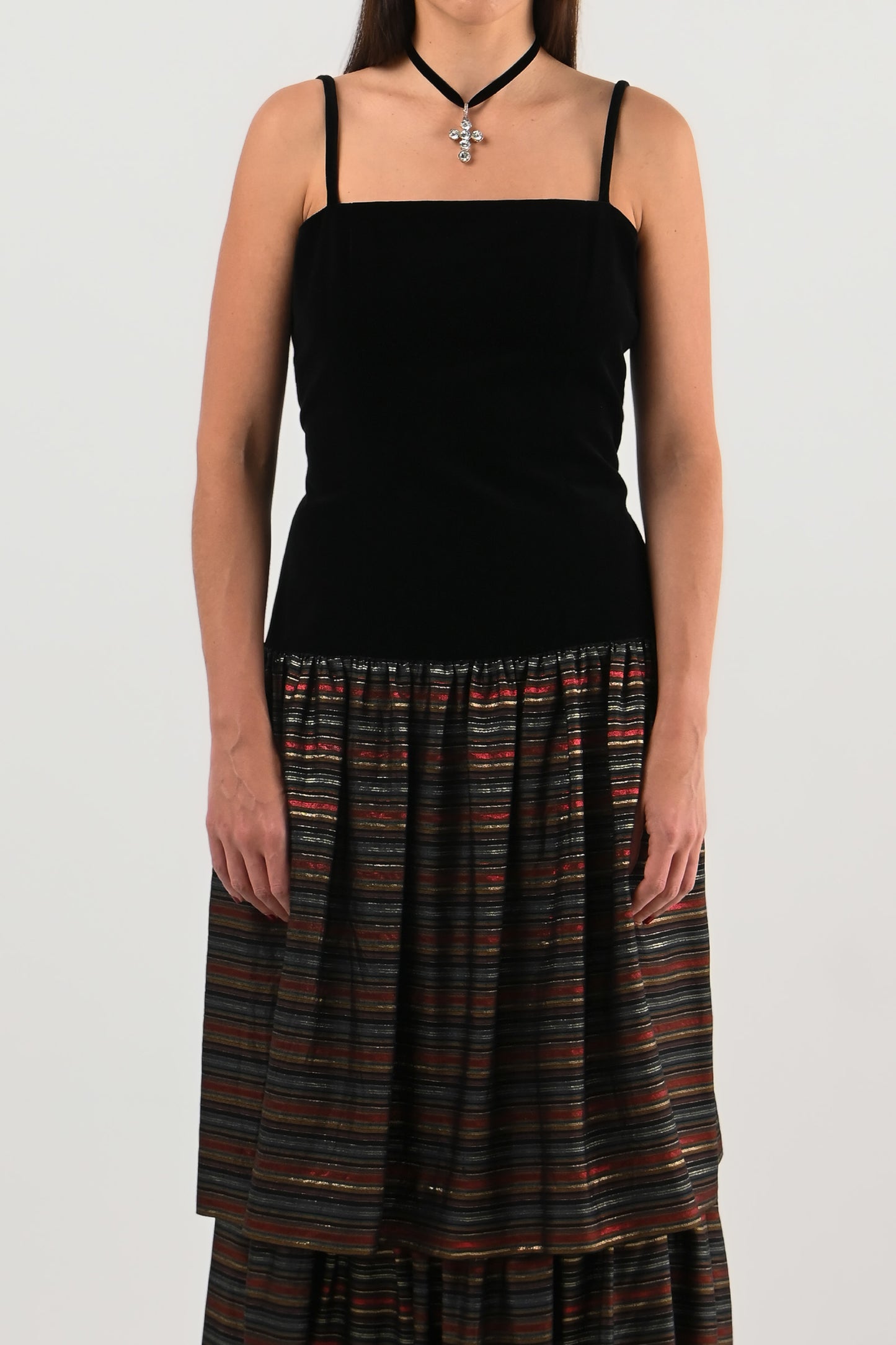 Lanvin – Robe velours & rayures métalliques