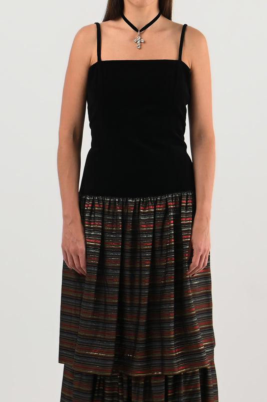 Lanvin – Robe velours & rayures métalliques