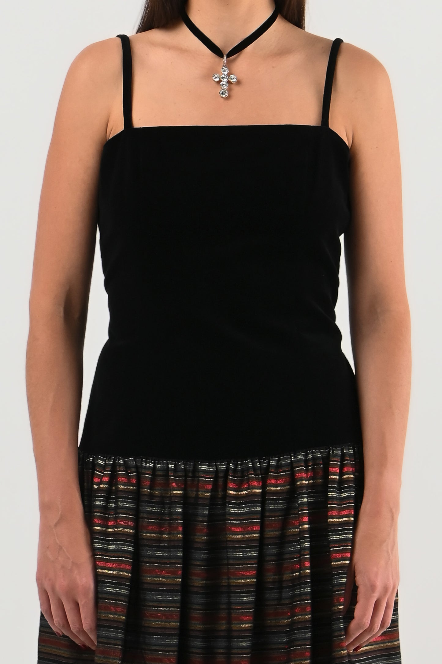 Lanvin – Robe velours & rayures métalliques