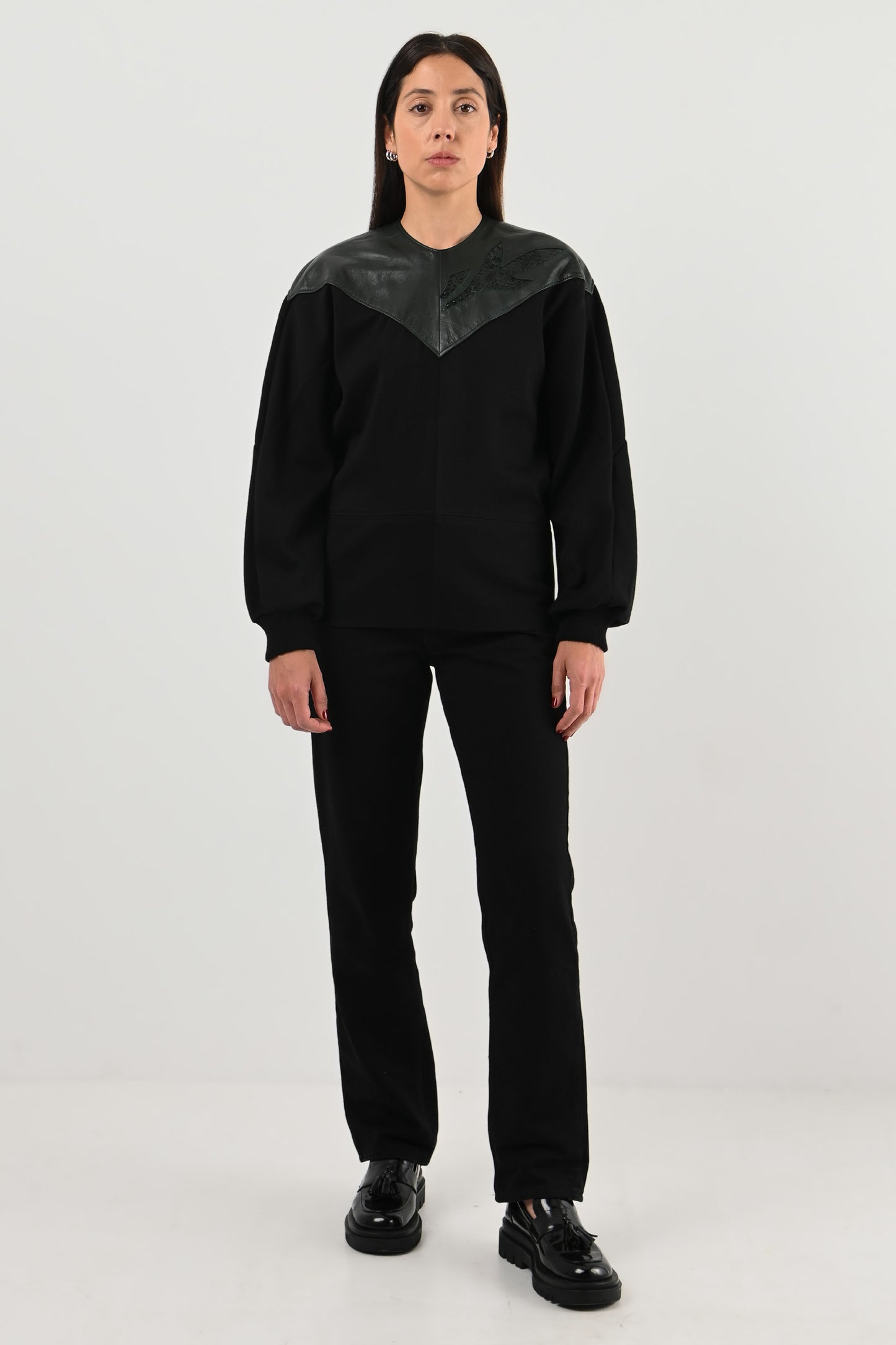 La Strada – Sweat en laine et cuir