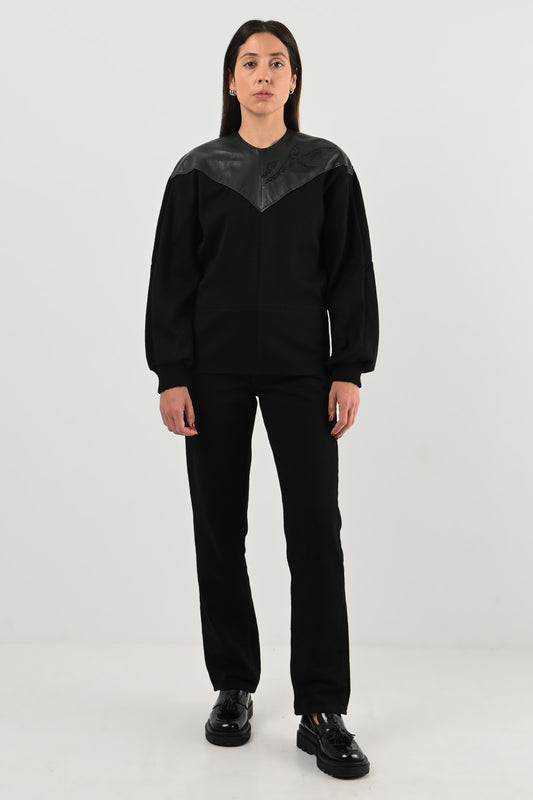 La Strada – Sweat en laine et cuir