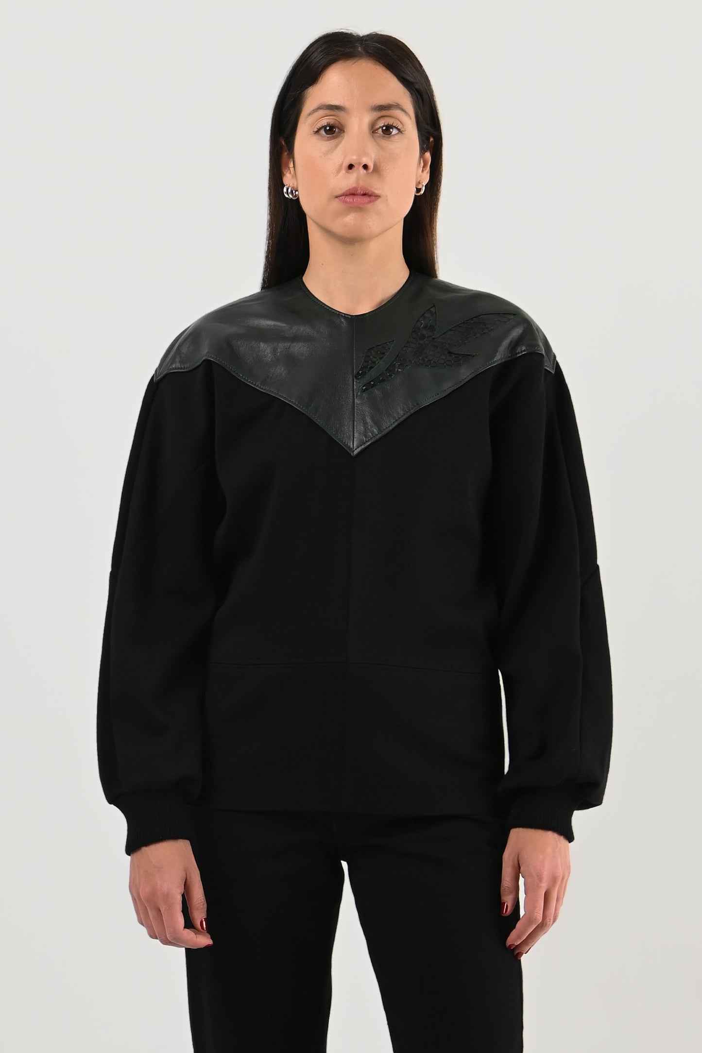 La Strada – Sweat en laine et cuir