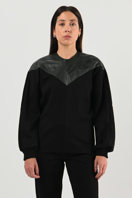 La Strada – Sweat en laine et cuir