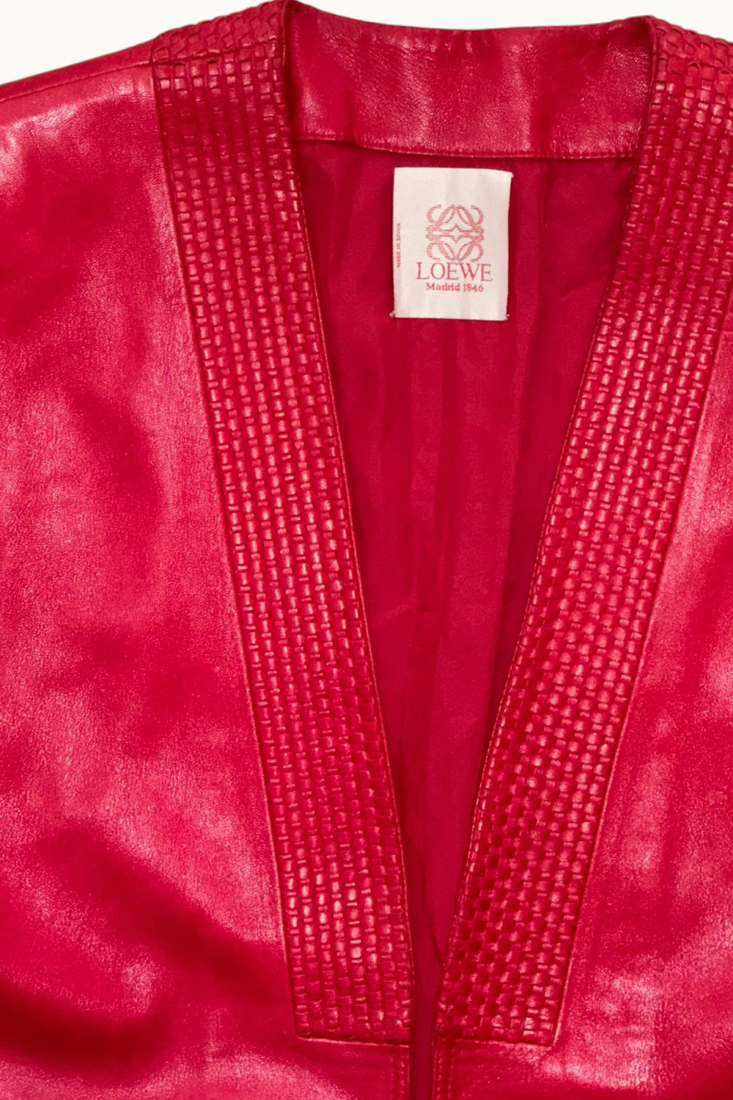Loewe – Veste en cuir rouge tressé