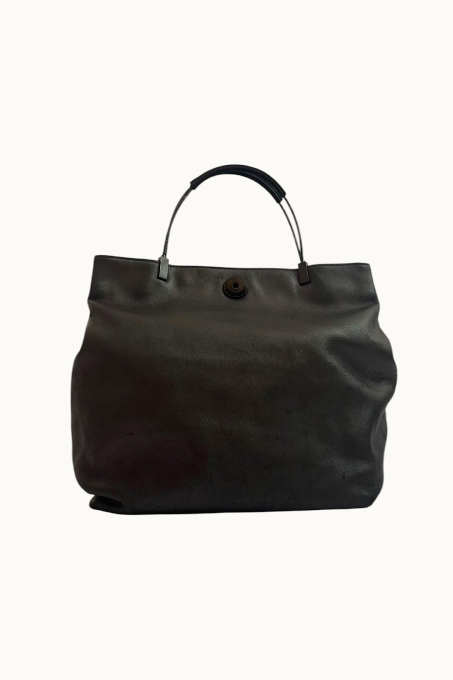Armani – Cabas en cuir gris métallisé