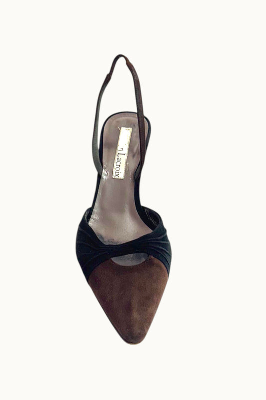 Christian Lacroix – Escarpins slingback en daim