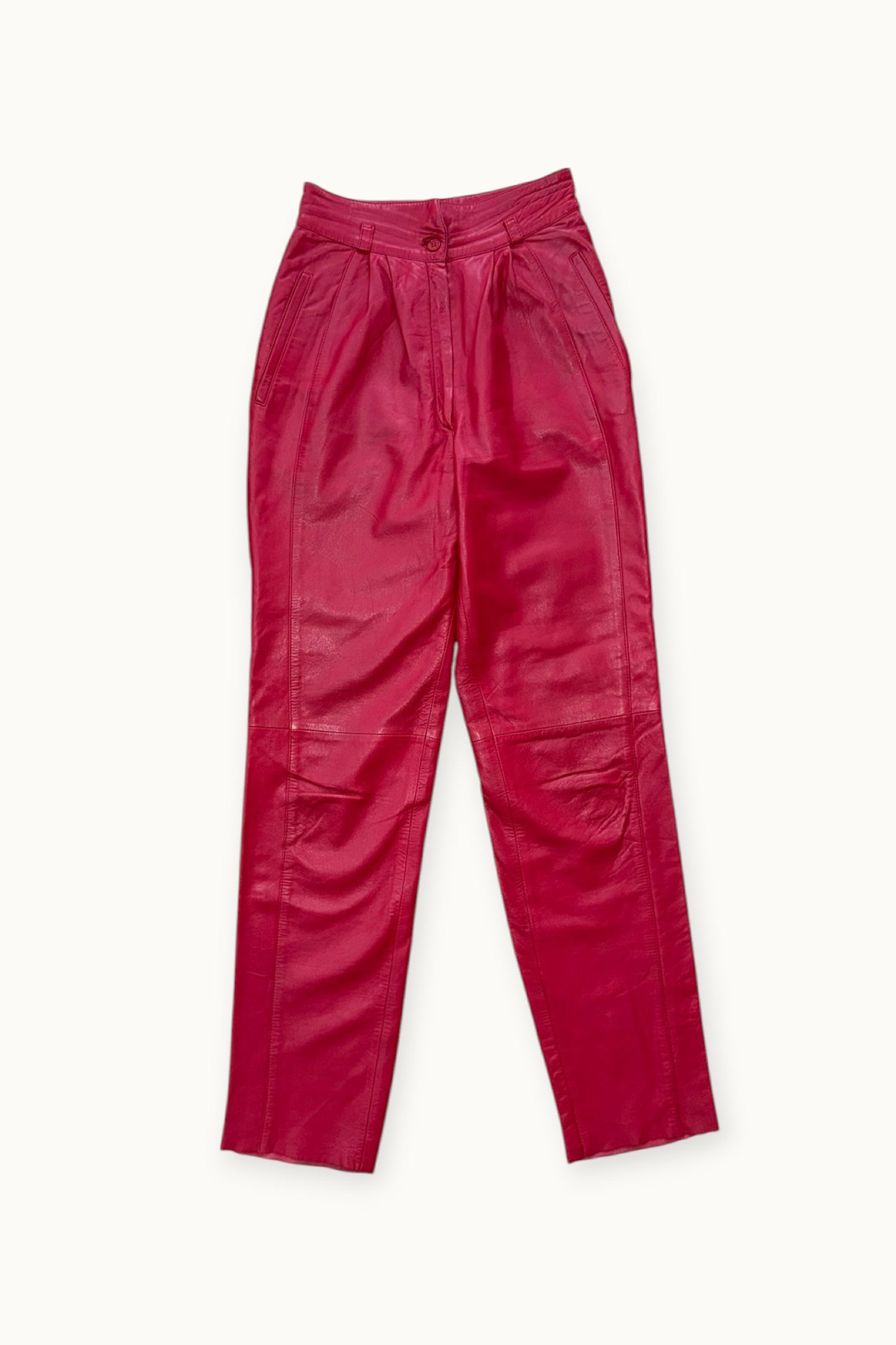 Vintage - Pantalon en cuir rouge