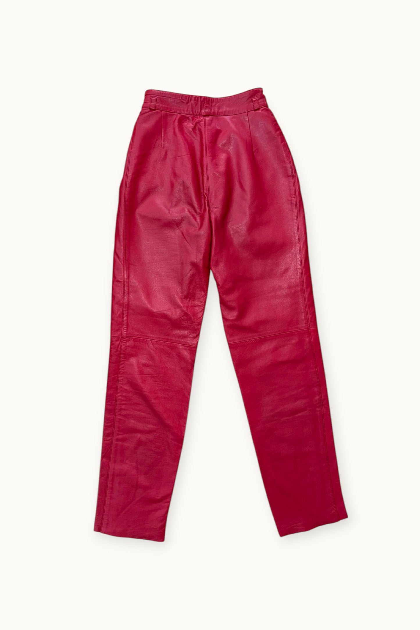 Vintage - Pantalon en cuir rouge