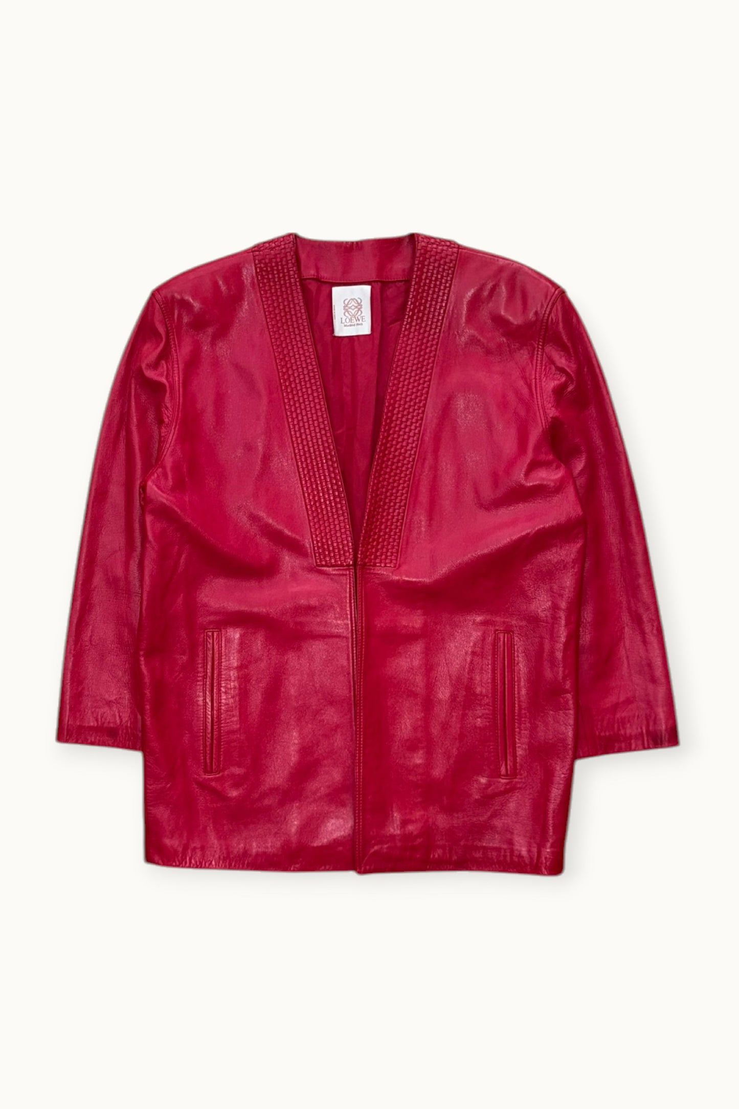 Loewe – Veste en cuir rouge tressé