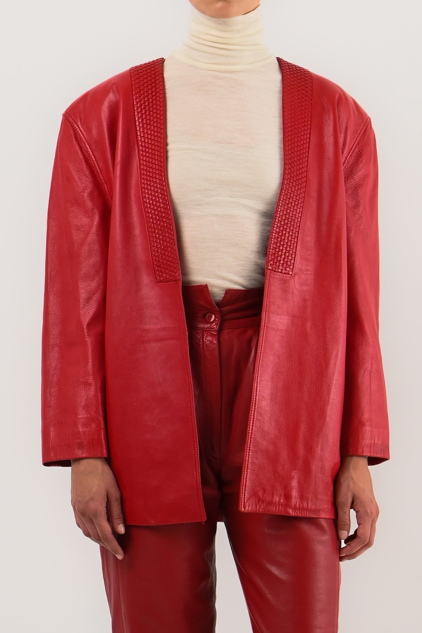 Loewe – Veste en cuir rouge tressé