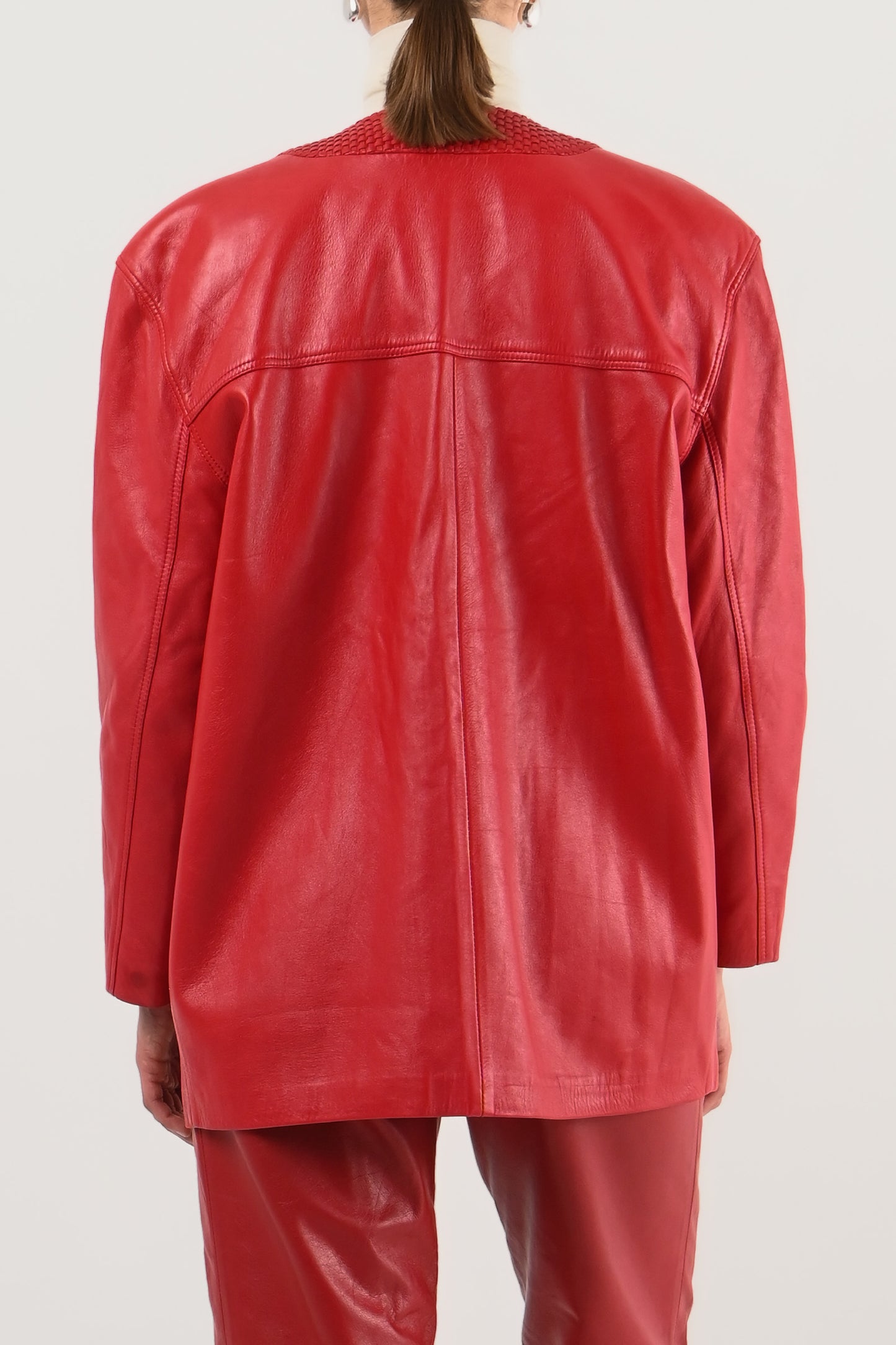 Loewe – Veste en cuir rouge tressé