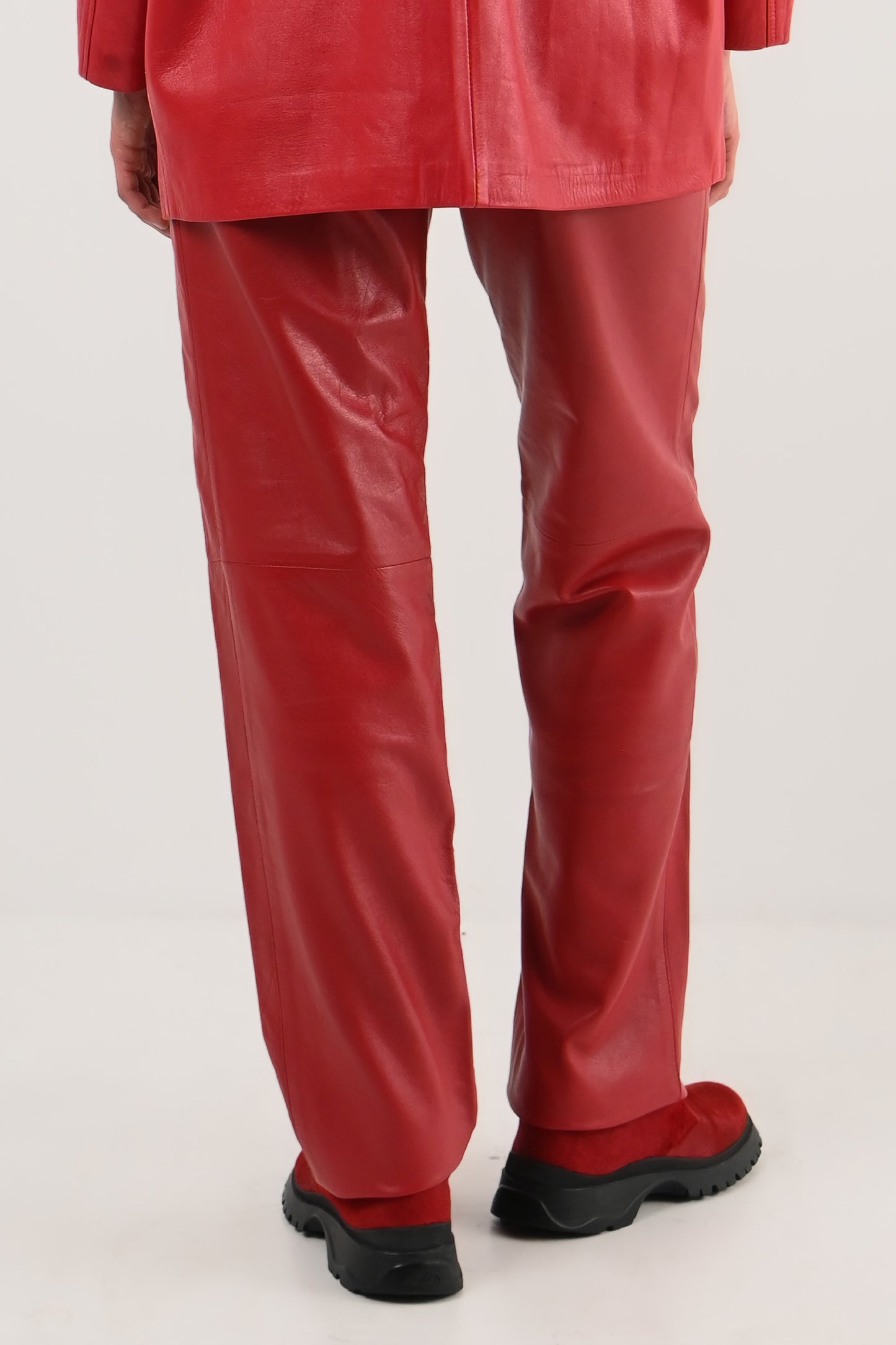 Vintage - Pantalon en cuir rouge