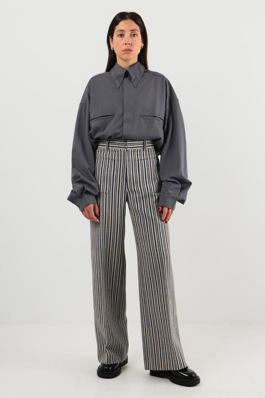 Christian Dior – Pantalon large en laine rayée