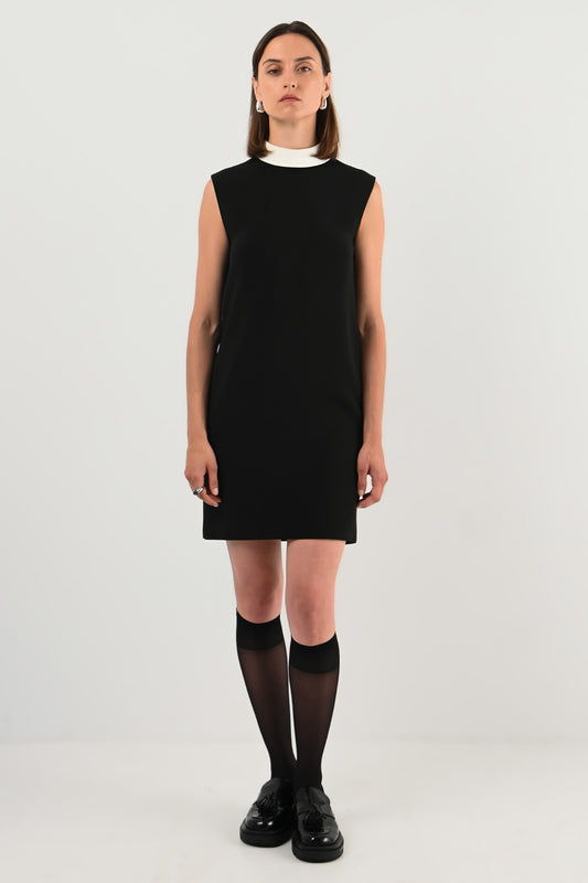 Saint Laurent - Robe noire col contrasté