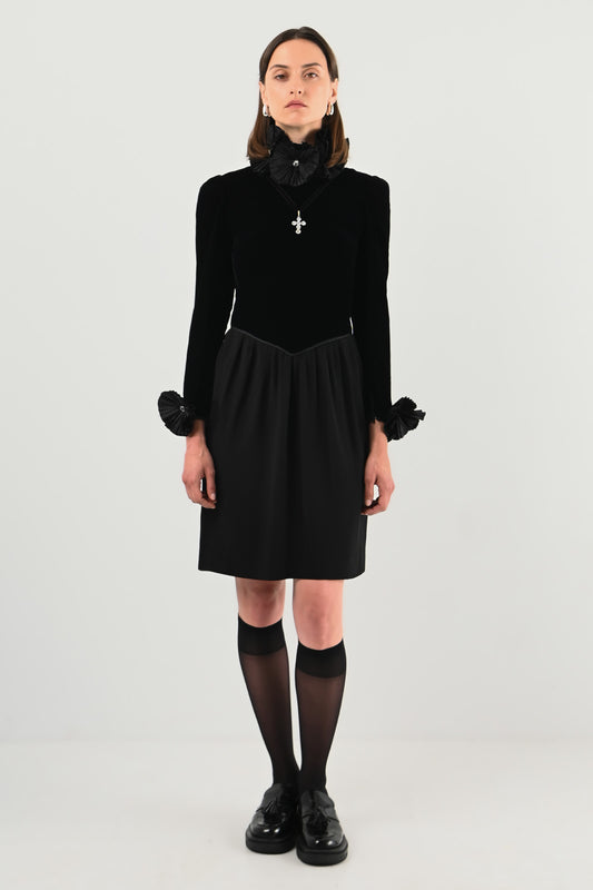 Nina Ricci - Robe noire velours & jupe fluide