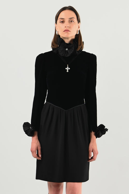 Nina Ricci - Robe noire velours & jupe fluide