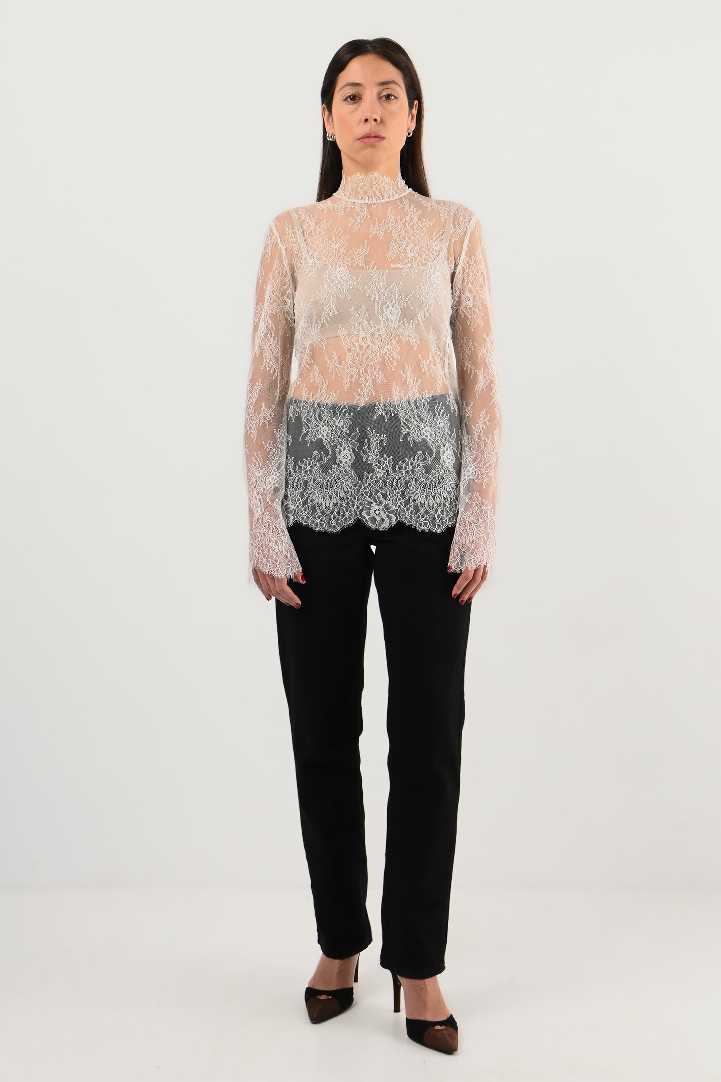 Off-White - Blouse en dentelle blanche