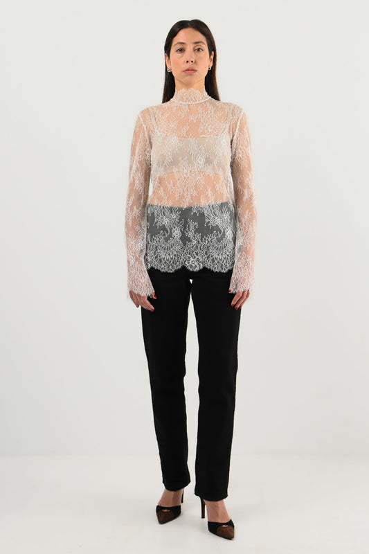 Off-White - Blouse en dentelle blanche