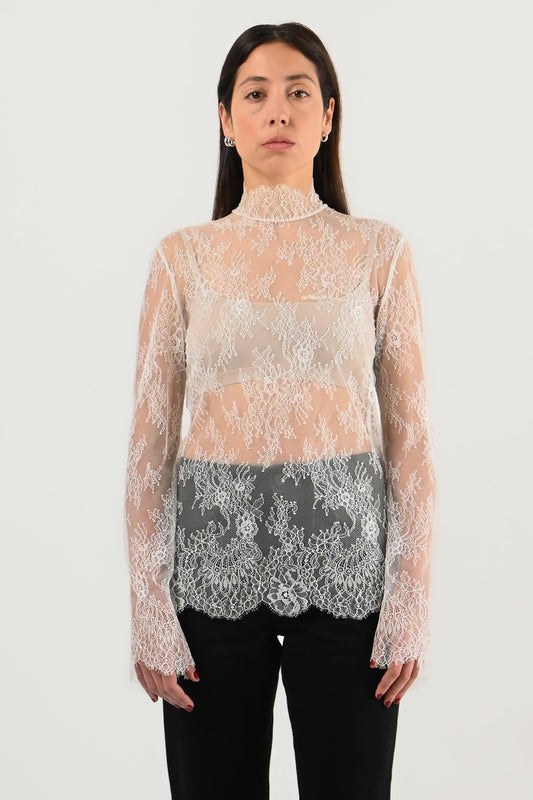 Off-White - Blouse en dentelle blanche