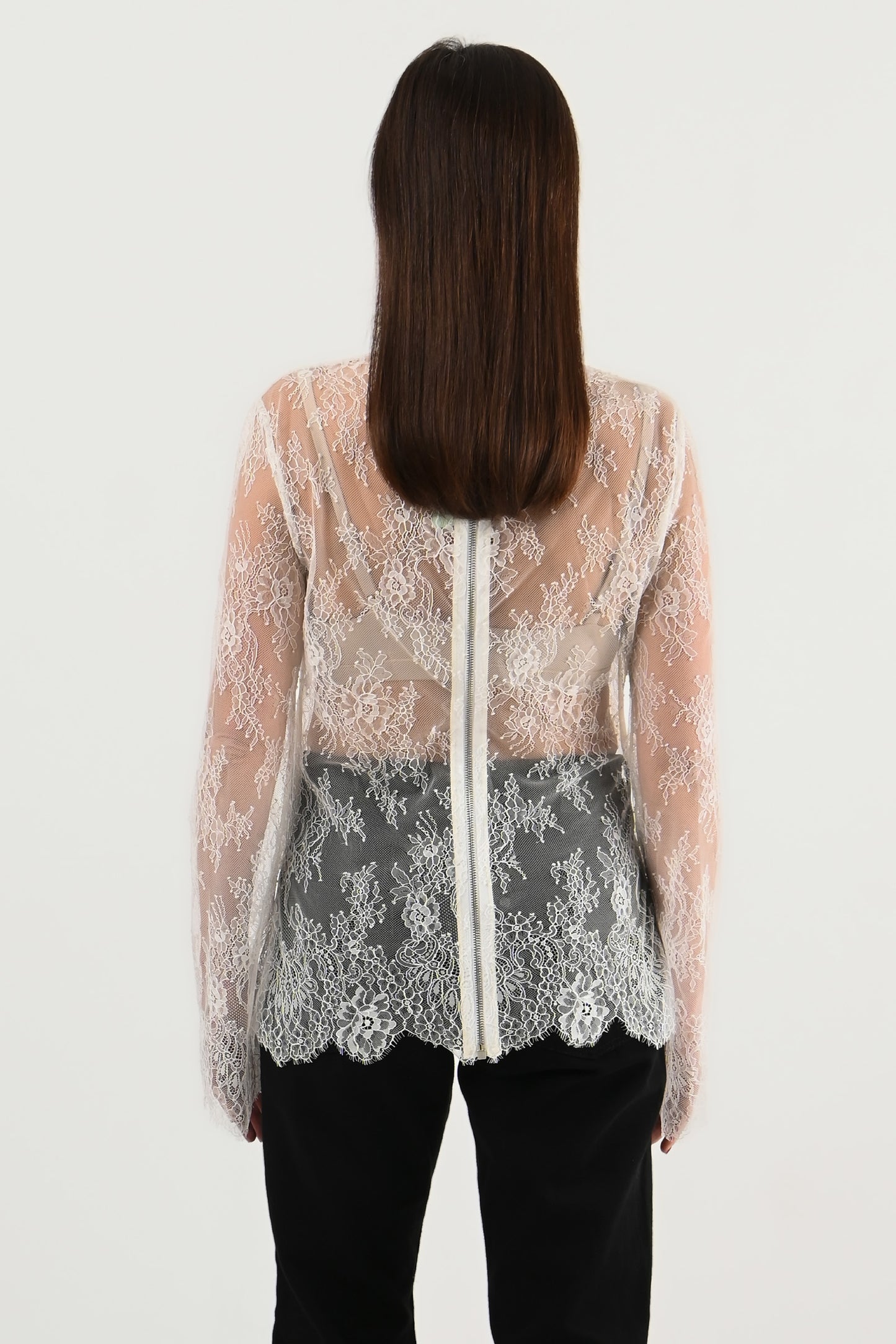 Off-White - Blouse en dentelle blanche