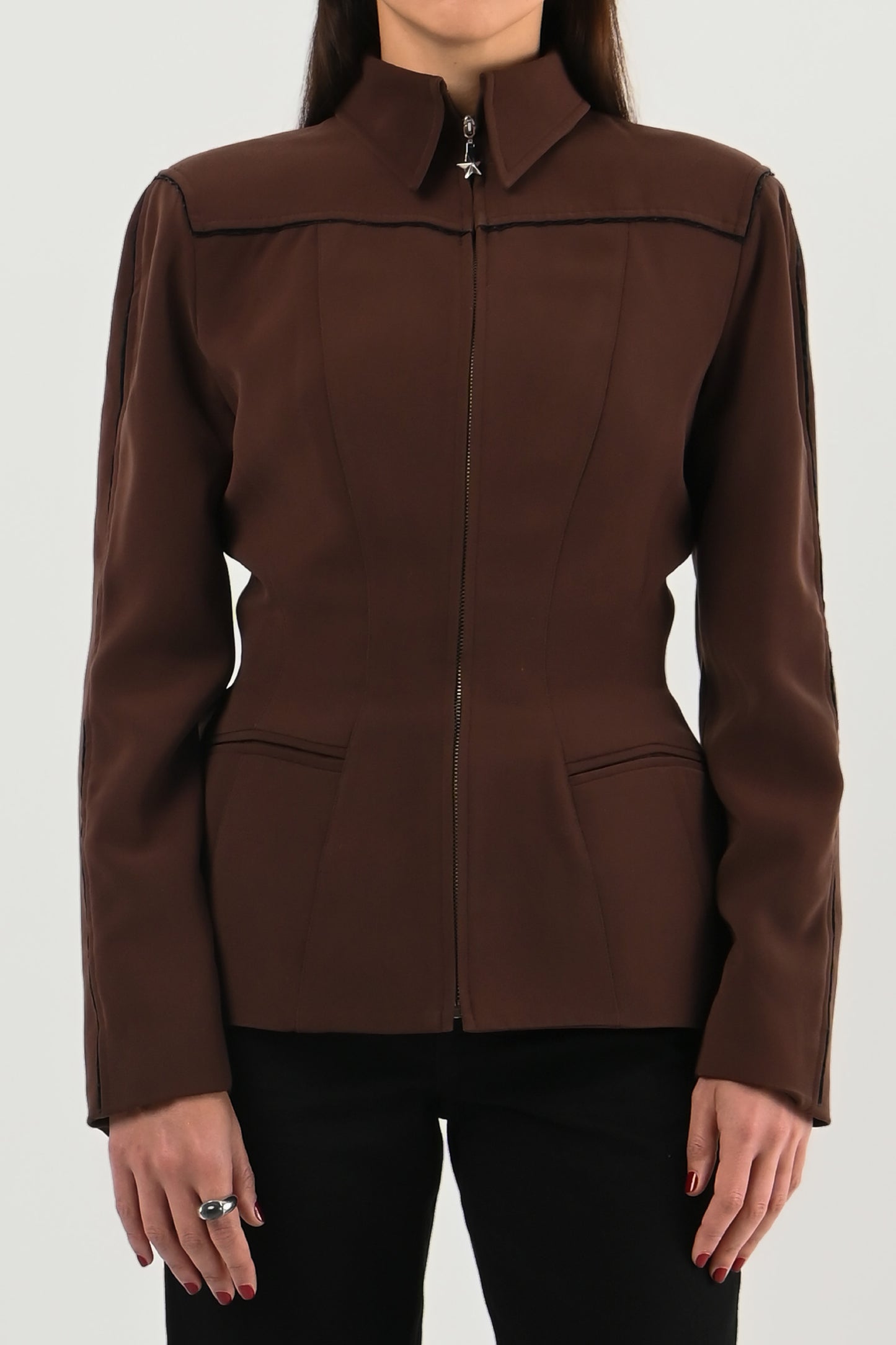 Mugler – Veste épaulée zipée