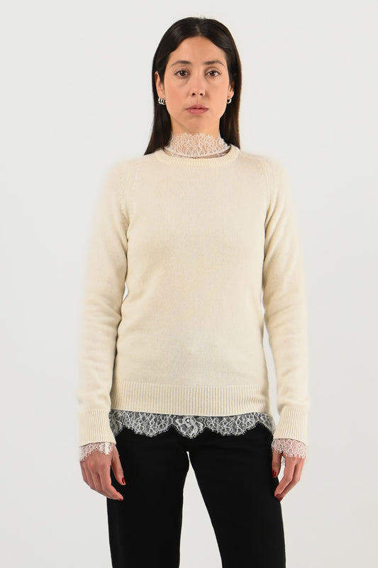 Saint Laurent – Pull en cachemire écru