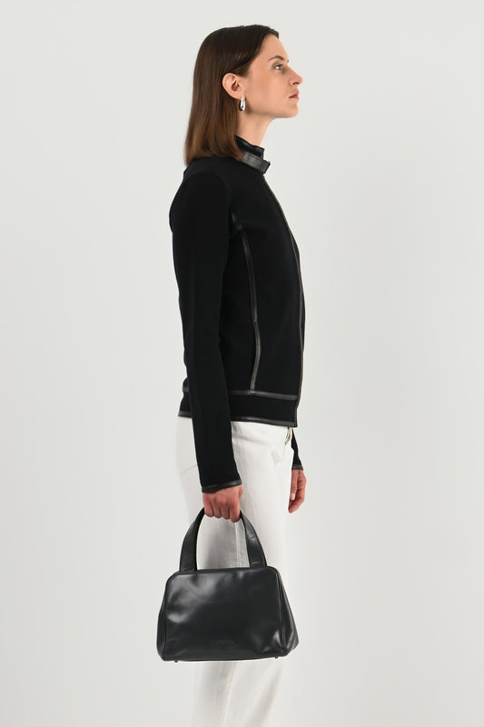 Prada – Sac à main en cuir gris anthracite
