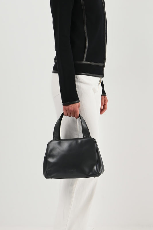 Prada – Sac à main en cuir gris anthracite