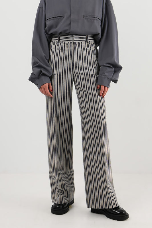 Christian Dior – Pantalon large en laine rayée