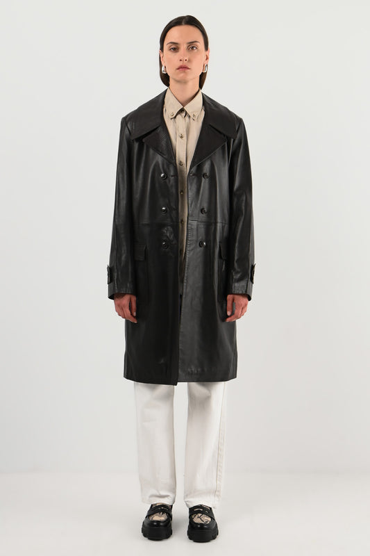 Fabri Design – Manteau en cuir chocolat