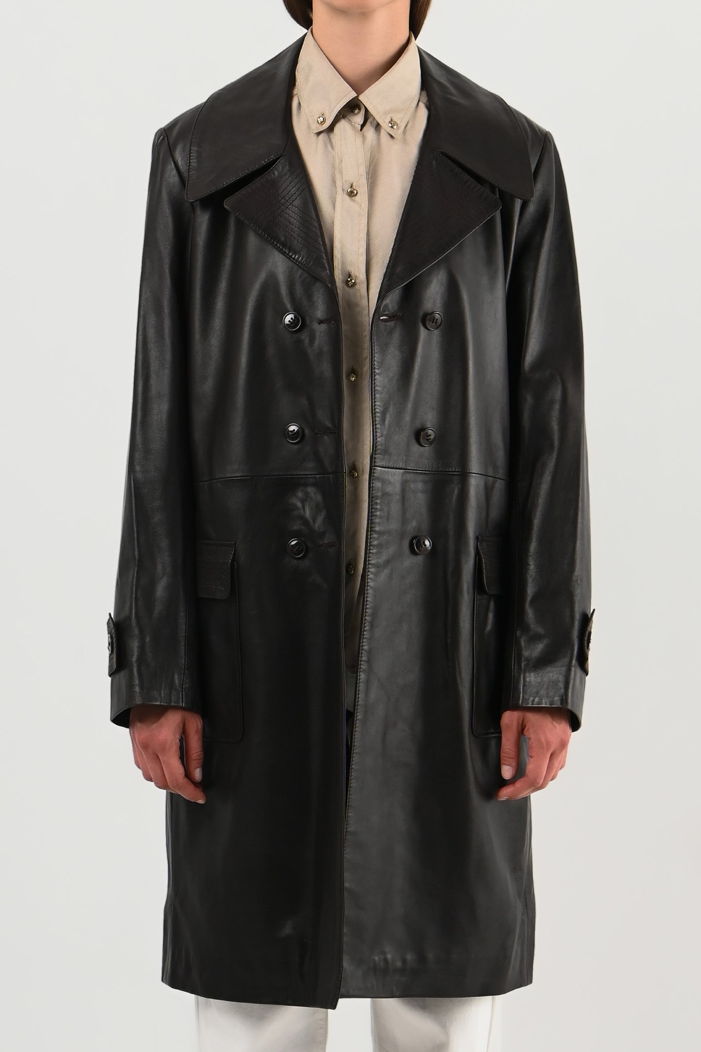 Fabri Design – Manteau en cuir chocolat