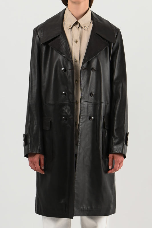 Fabri Design – Manteau en cuir chocolat