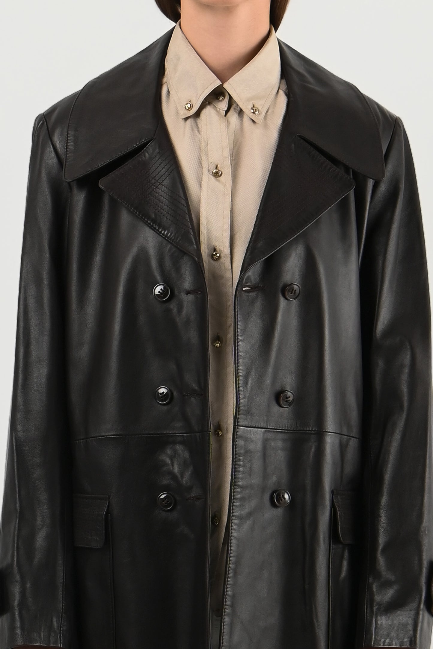 Fabri Design – Manteau en cuir chocolat