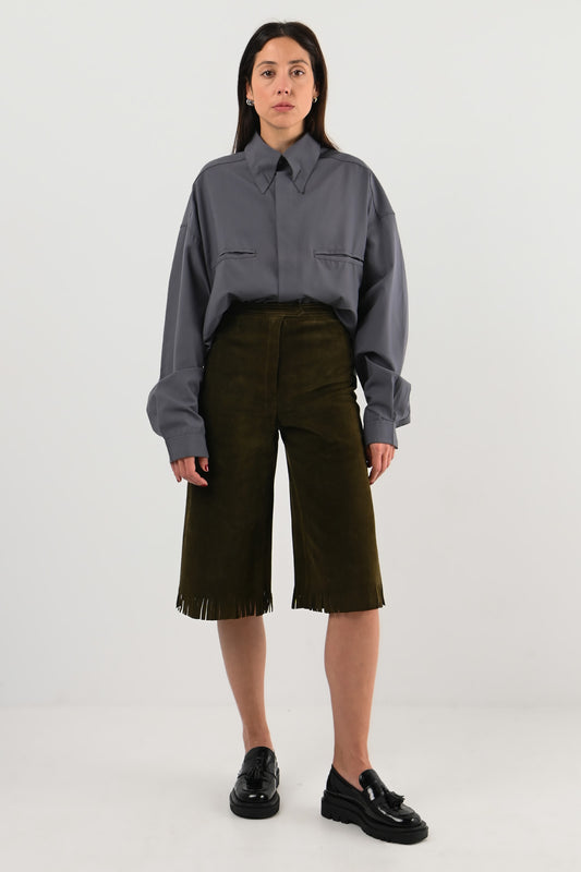 YSL Rive Gauche – Bermuda en daim à franges