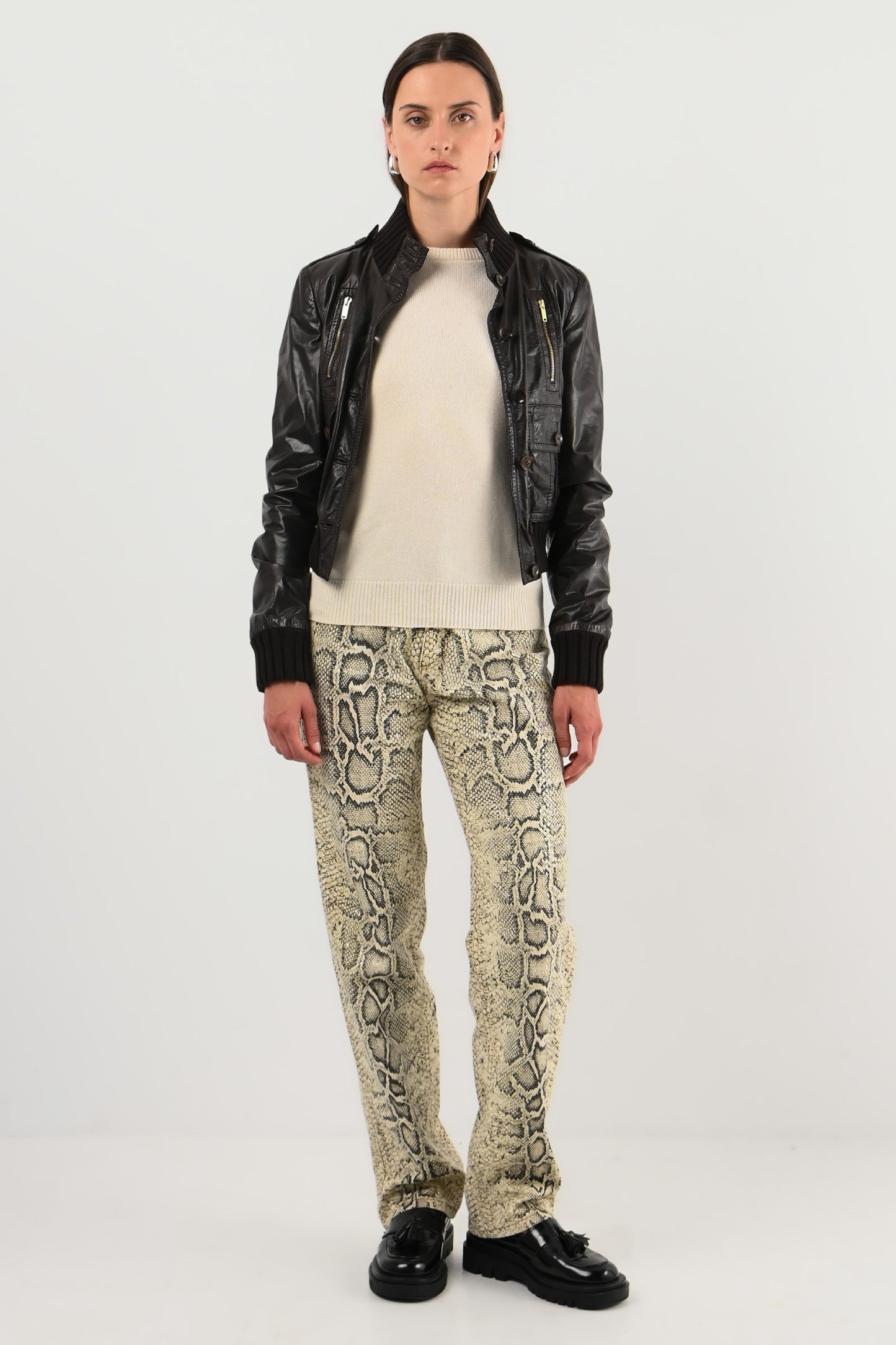 Gucci – Veste en cuir chocolat