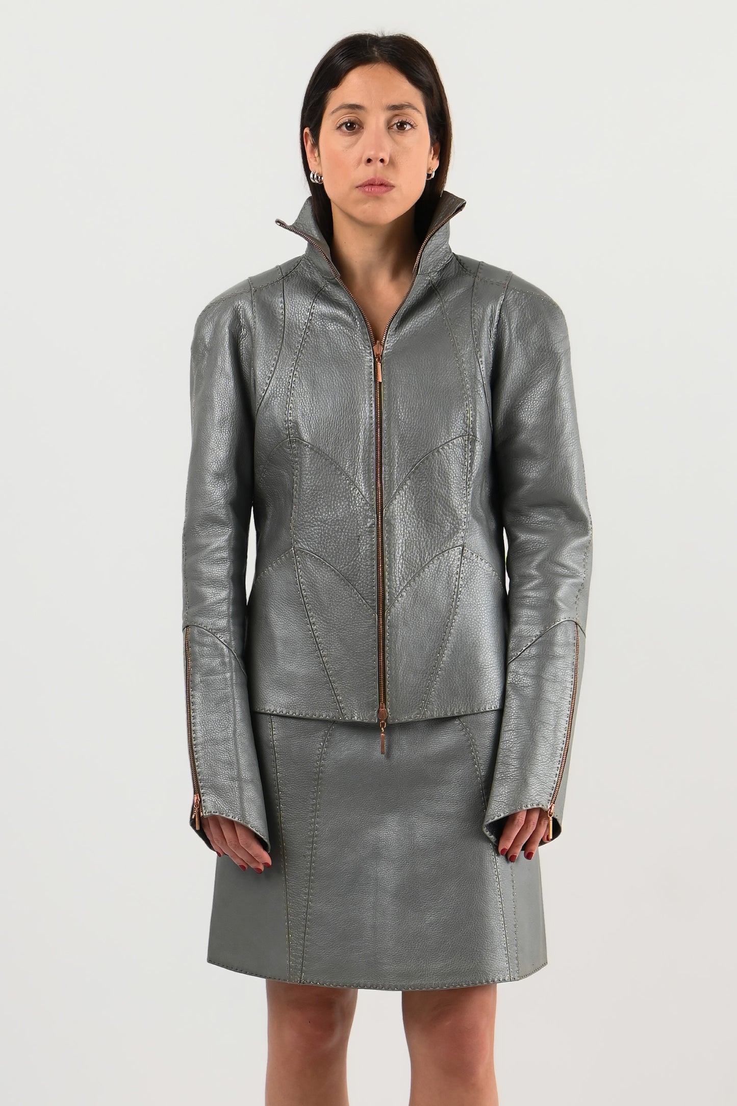 Fendi – Veste en cuir métallisé