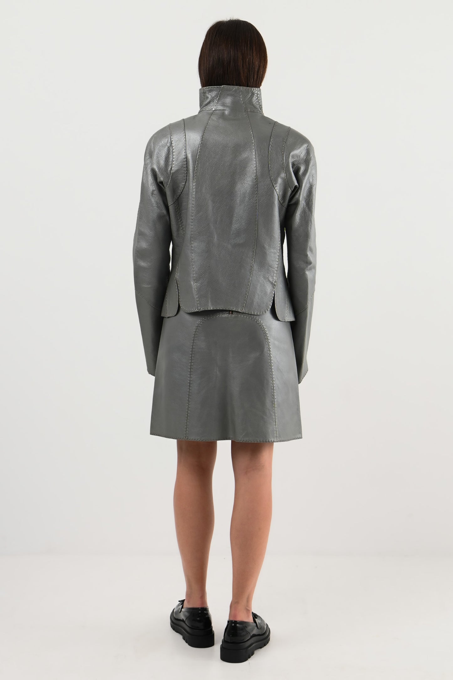 Fendi – Jupe en cuir métallisé