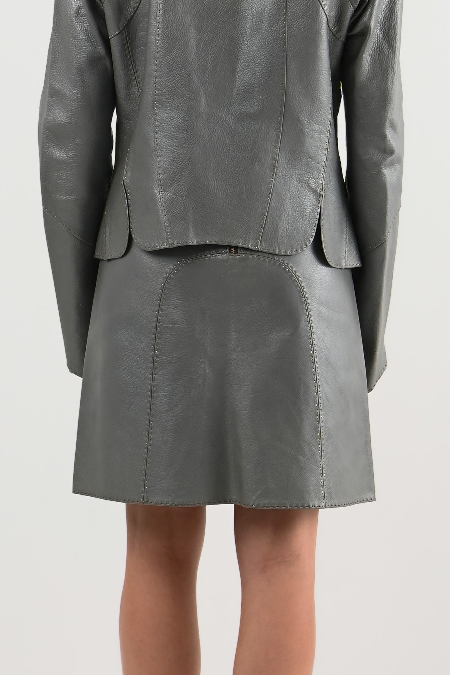 Fendi – Jupe en cuir métallisé