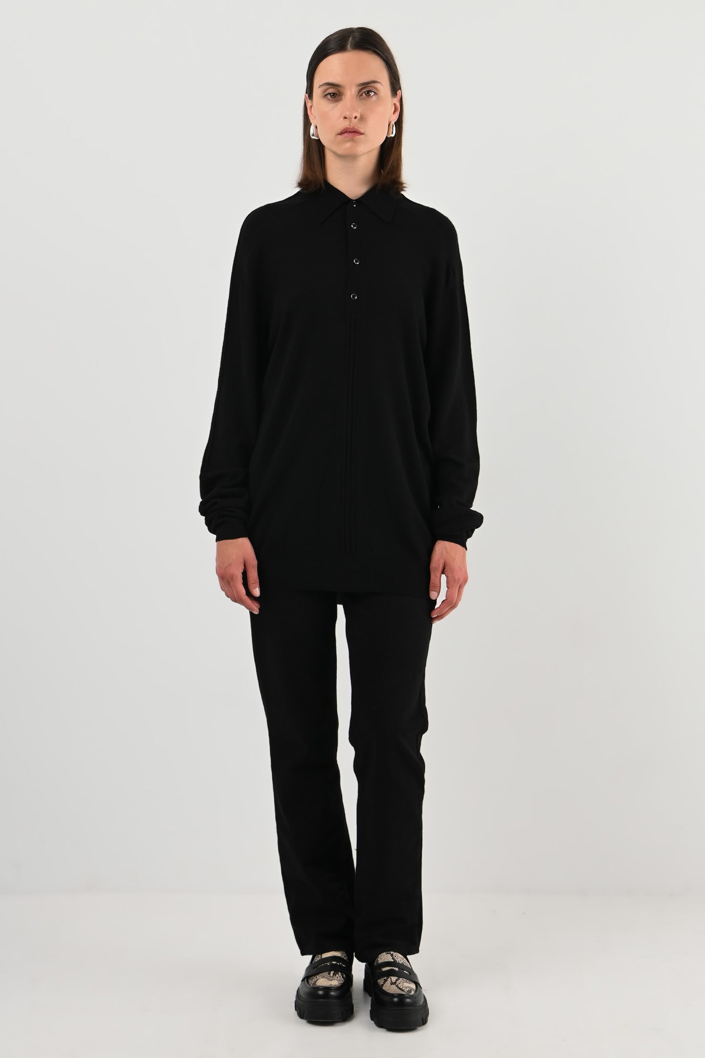 Mugler – Polo noir en laine