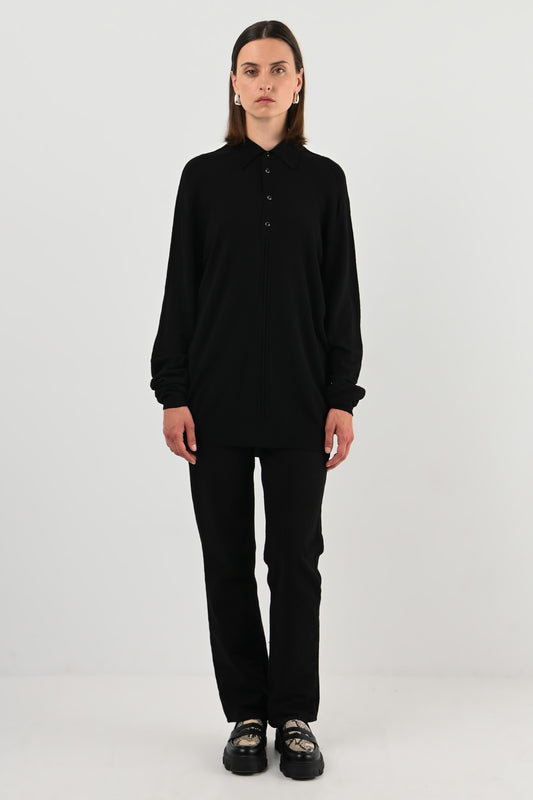 Mugler – Polo noir en laine